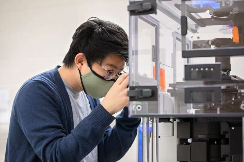 A student using lab equipment