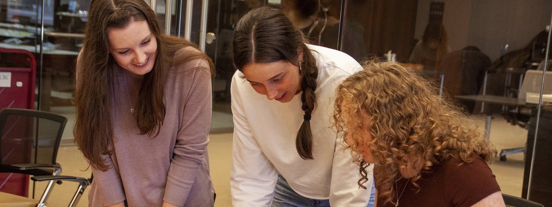 Students in the Department of Art and Music Histories’ class European Music Before 1800 visit the Special Collections Research Center, located on the sixth floor of Bird Library.