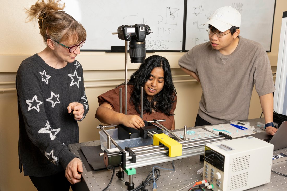 Professor Jen Scwarz with students Arnold No Chen, Ananya Verma, Ligesh Theeyancheri, Nada Nabil Elsayed Elmeligy, Shabeeb Ameen.