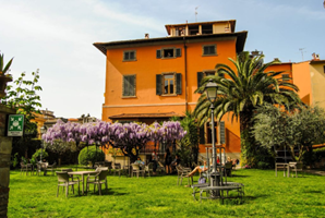 Building with palm tree in front