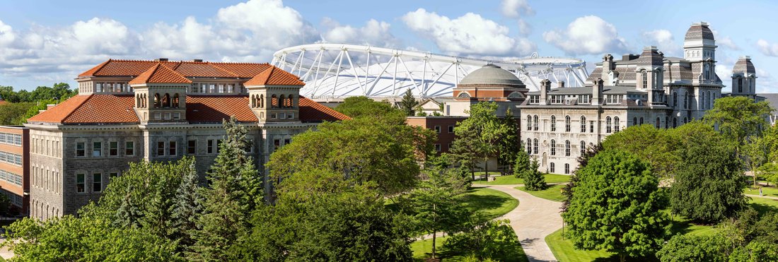 Skyline of campus during the summer.