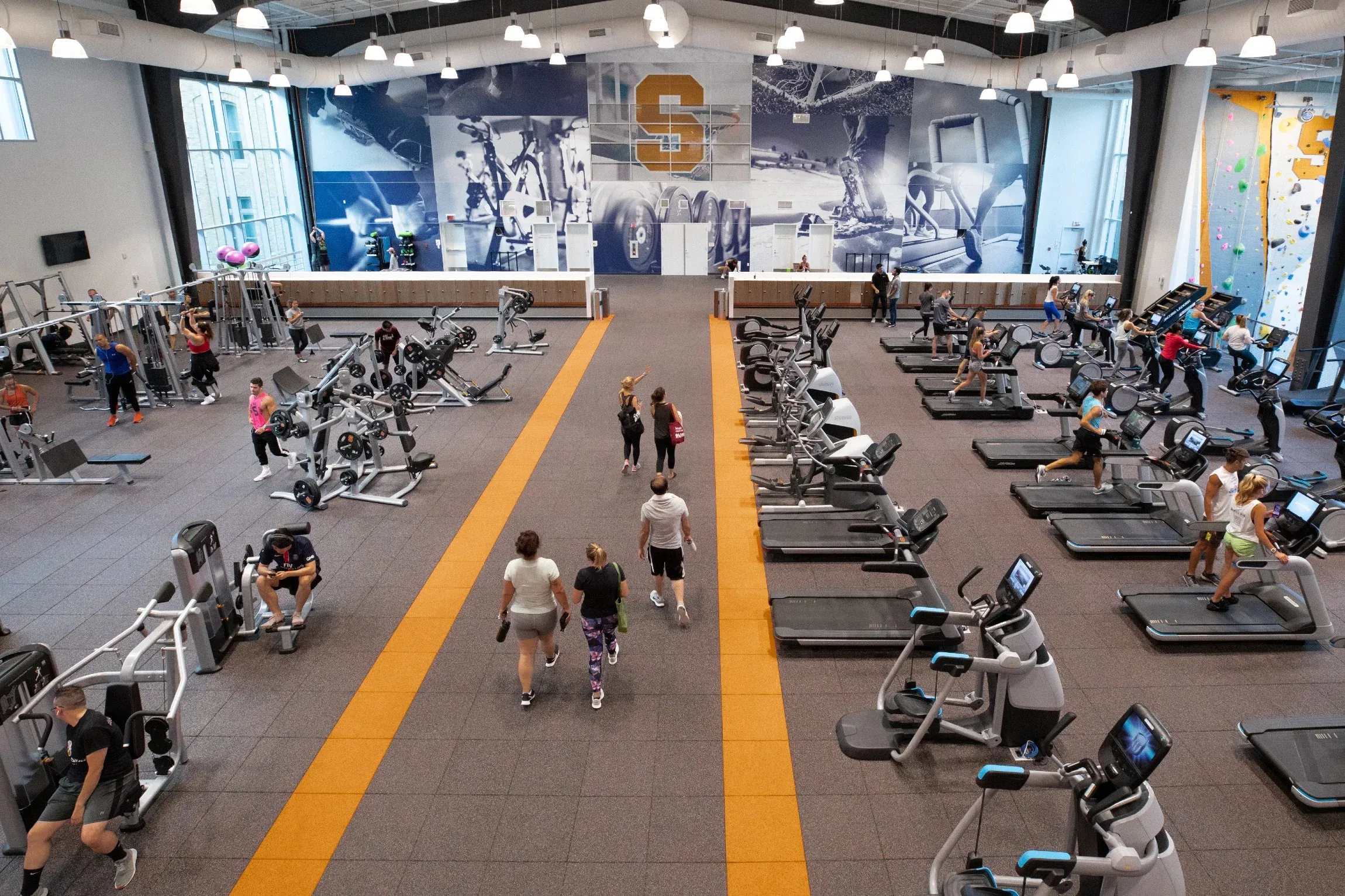 View of fitness center in Barnes Center at the Arch.