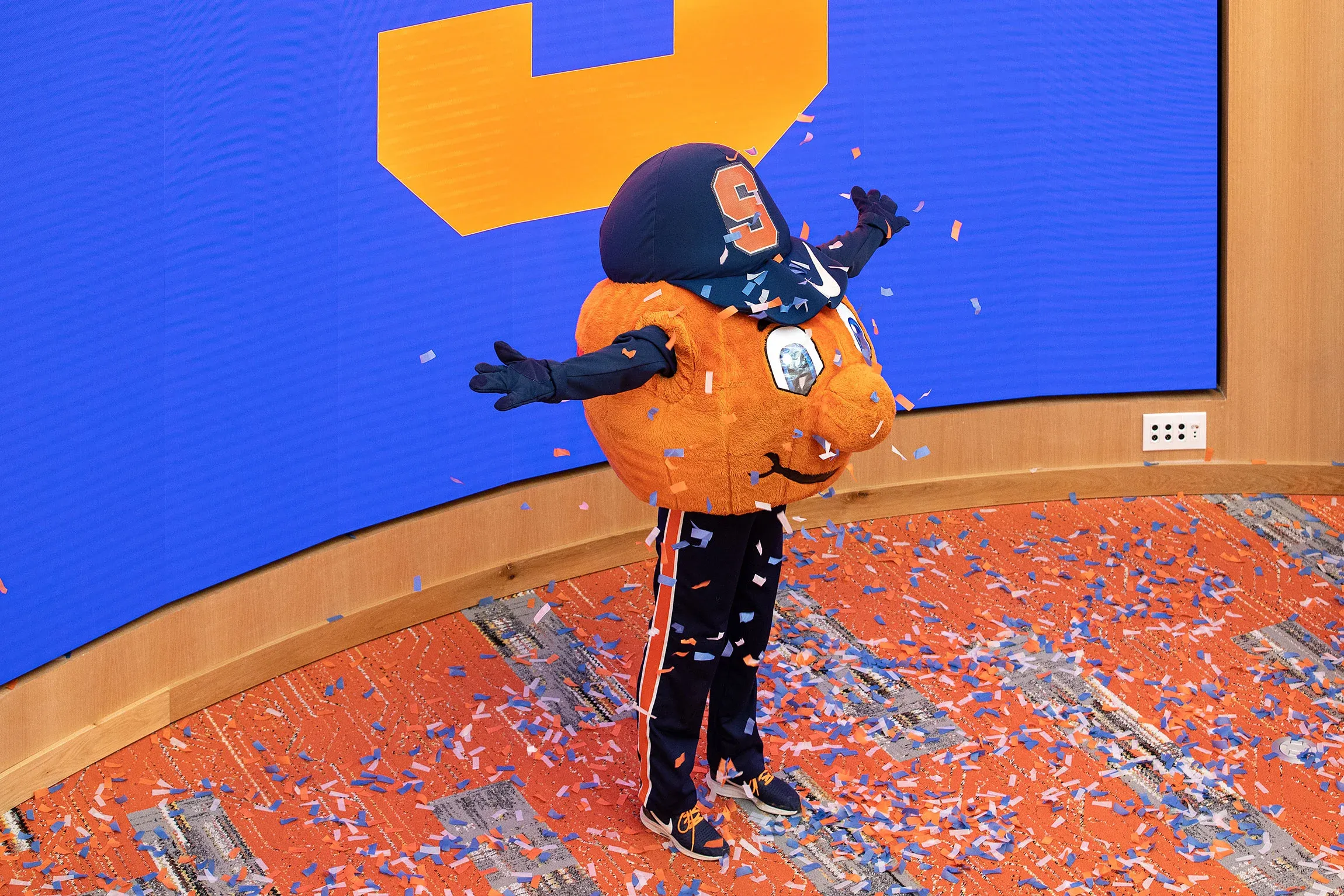 Otto dancing in confetti.